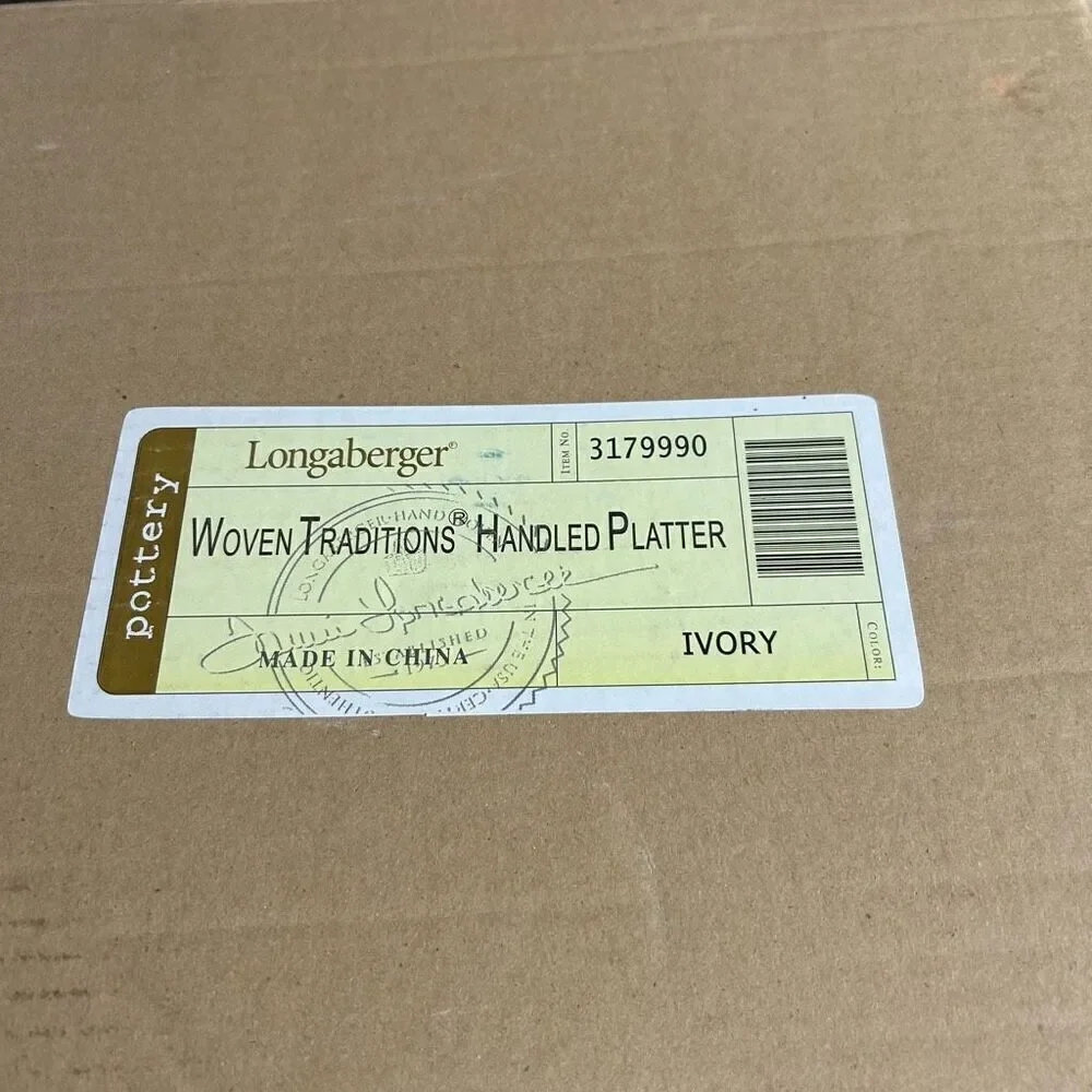 Longaberger 317990 Woven Traditions Handled Platter Ivory NIB